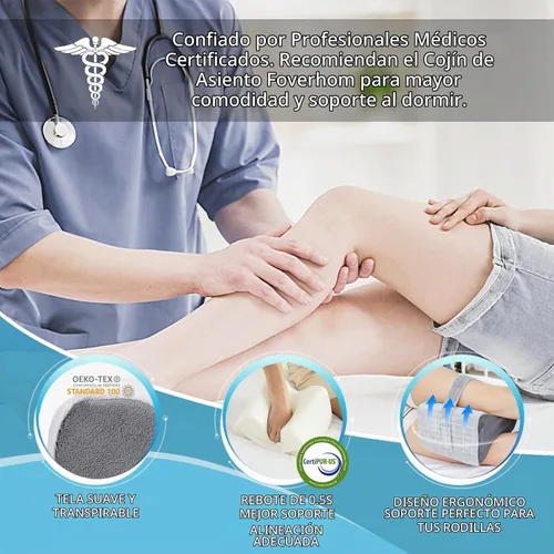 Vista 3 de foverhom Almohada de rodilla de espuma viscoelástica, almohada ortopédica de pierna para alivio de la ciática, dolor de espalda, embarazo, dolor