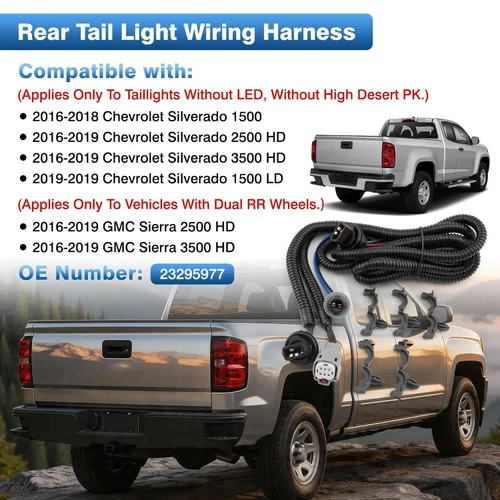 Vista 3 de TOP-MAX Arnés de repuesto para luz trasera derecha del pasajero para GMC Sierra 2016 2017 2018 2019, arnés de cableado impermeable sellado NBR