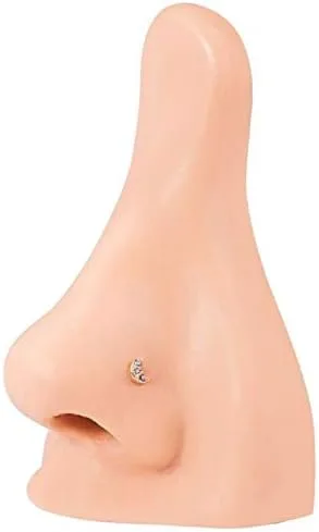 Vista 3 de FreshTrends Pendiente de cartílago de labret de oro de 14 quilates con forma de luna creciente 0079in