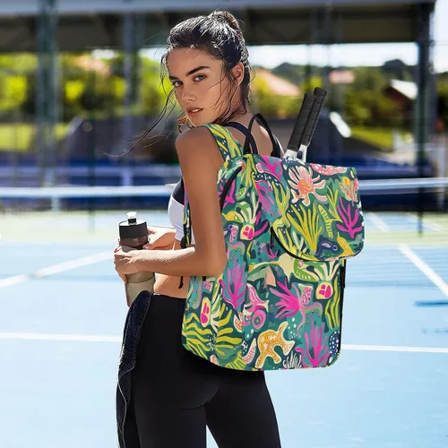 Vista 7 de Mochila de tenis ligera y colorida para mujeres y hombres, para tenis, bádminton, raquetas de tenis para principiantes