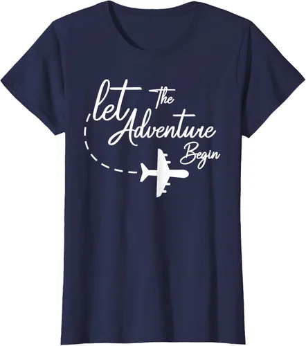 Vista 31 de Let The Adventure Begin - Camiseta inspiradora en modo de viaje en avión, Negro, S