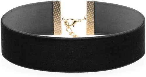 Vista 2 de Doubnine Gargantilla gruesa de terciopelo negro con cuello liso, collar ancho gótico, regalo de joyería (0.8 pulgadas) (0.8 pulgadas), Zinc, No es