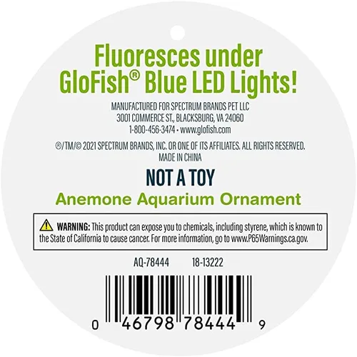 Vista 3 de GloFish Adorno de anémona, adorno detallado de acuario, verde grande, crea un efecto brillante (paquete de 1)