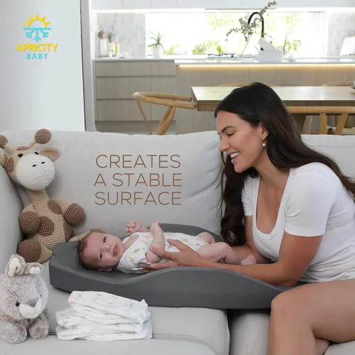Vista 9 de Apricity Baby Cambiador de pañales – Cambiador de espuma impermeable con lados elevados, base antideslizante y diseño portátil, extra grande de 31.5