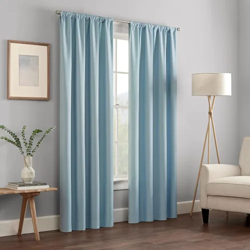 Vista 48 de ECLIPSE Kendall - Cortina térmica opaca moderna con bolsillo para cortinero, para dormitorio o sala de estar (1 panel), 42 x 54 pulgadas, alcachofa