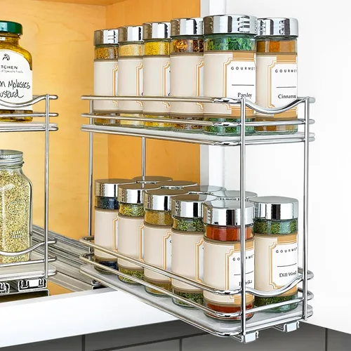Vista 18 de LYNK PROFESSIONAL® Organizador de especiero extraíble para el interior de armarios de cocina - 4-3/8 pulgadas de ancho - Cajón deslizable - Estantes