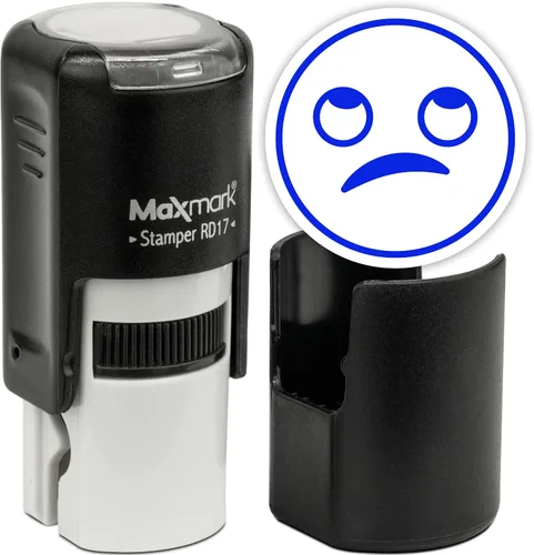 Vista 81 de MaxMark Sello de Emoji Autoentintado Redondo - Enojada - Tinta Negra