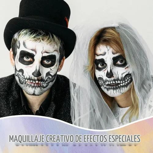Vista 6 de YBUETE Pintura facial corporal a base de agua blanca para calavera Cosplay Blanco