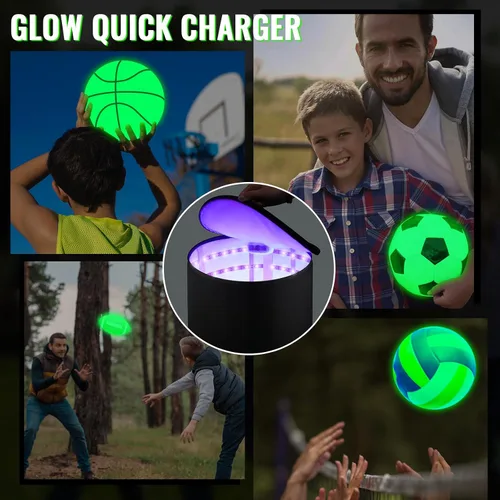 Vista 5 de Hiboom Cargador de luz UV, bolsa de recarga LED grande para brillar en la oscuridad, Kickball Dodgeball fútbol, fútbol, baloncesto, voleibol