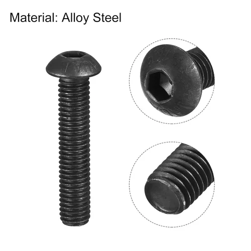Vista 4 de uxcell Tornillos de cabeza de botón hexagonal M8x40mm Tornillos de acero de aleación 10pcs