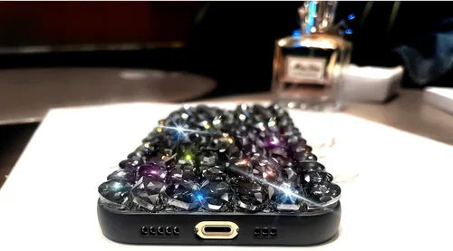 Vista 7 de Funda para Samsung Galaxy S21 Diamond - 3D Glitter Sparkle Bling Luxury Shiny Crystal Bumper Clear Gems Cute Protective Girly Case (negro)