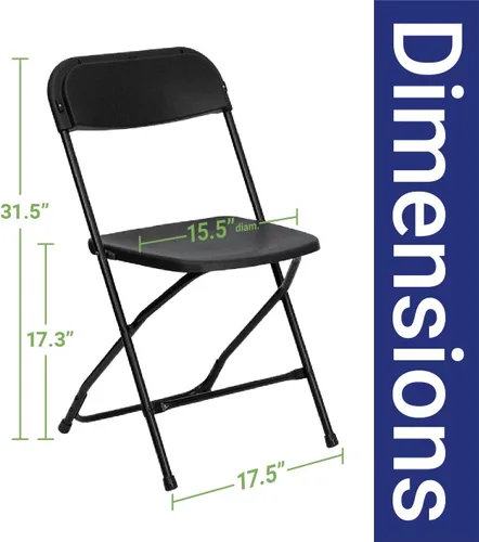 Vista 3 de TentandTable Sillas plegables apilables de plástico de polietileno resistente, color negro, para eventos, banquetes y bodas, capacidad de 700