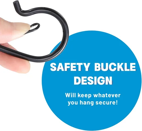 Vista 2 de FSAH 17 piezas de ganchos en S para colgar con hebilla de seguridad, ganchos de acero inoxidable con forma de S de 3.5 pulgadas con bloqueo
