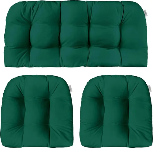 Vista 15 de RSH DECOR: Sunbrella - Juego de 3 cojines de mimbre copetudos 41 x 19 pulgadas y 19 x 19 pulgadas Fabricado con tela de rendimiento Sunbrella