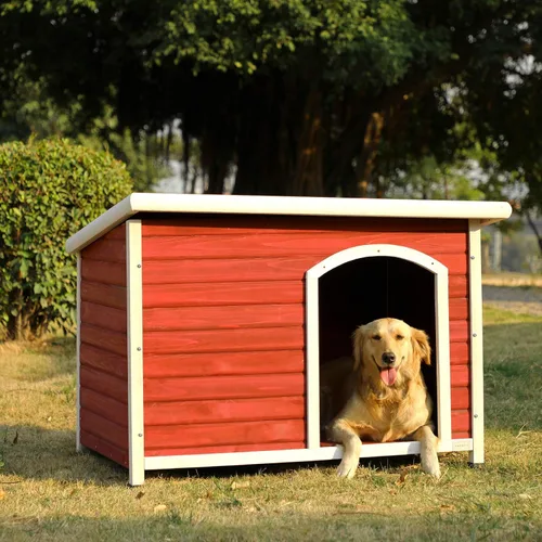 Vista 10 de Petsfit - casetas cuchas de madera para perros pequeños, medianos y perros grandes, resistente a la intemperie para perros, con patas elevadas.