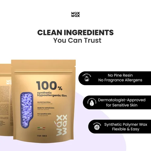 Vista 5 de Wax Wax Cuentas de cera dura de orquídea, cera facial para piel ultra sensible, sin colofonia, hipoalergénica, sin tiras, cuentas de cera de bajo