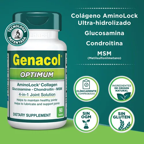 Vista 3 de Genacol Optimum - Suplemento para articulaciones de glucosamina, condroitina, MSM y colágeno ultrahidrolizado, mantiene articulaciones saludables