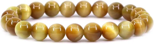 Vista 131 de Amandastone Pulsera elástica de cuentas redondas de 0.315 in con piedras preciosas naturales de 7 pulgadas