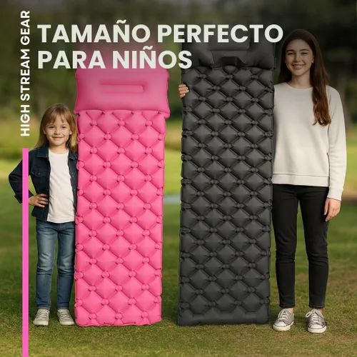 Vista 4 de Kids Sleeping Pad for Camping and Sleepovers with Pillow, Inflatable Camping Mattress for Backpacking & Travel, Thick Toddler Cot Mat, Fast