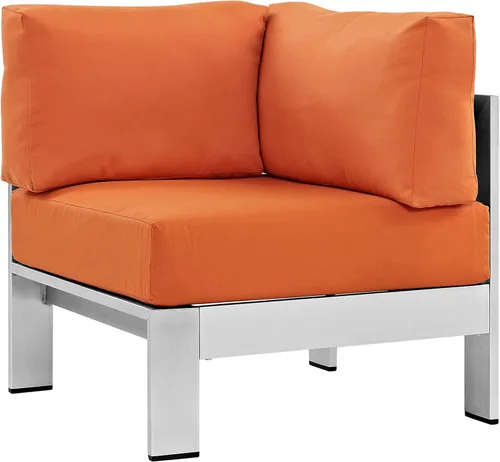 Vista 18 de Modway Sofá de aluminio y tela para patio al aire libre Shore en plata/gris