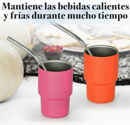 Vista 3 de AGH vaso de chupito de 3 oz, mini vaso con popote y tapa, vasos de chupito de acero inoxidable mate de colores, vasos con aislamiento al vacío