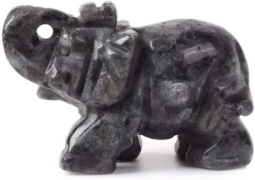 Vista 3 de Angelstones Piedra de sangre africana natural tallada con piedras preciosas de elefante curativo de cristal de guardián, estatua de figurilla
