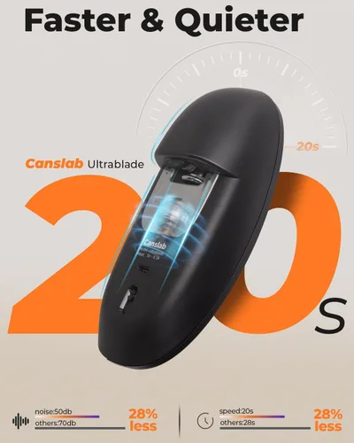 Vista 3 de Canslab Ultrablde (versión básica) - Abrelatas eléctrico recargable para cocina para personas mayores con artritis, abrelatas de batería USB