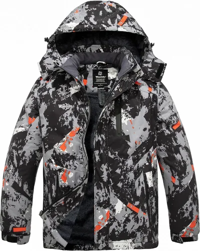 Vista 8 de wantdo Chaqueta de esquí impermeable de montaña para hombre, chaqueta de lluvia resistente al viento, abrigo cálido con capucha para invierno