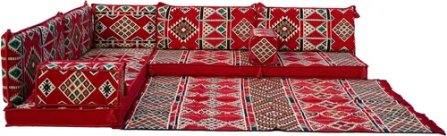 Vista 18 de arabicsofa Juego de sofás árabes tradicionales en forma de L - Sofás seccionales marroquíes - Asientos Majlis orientales para sala de estar