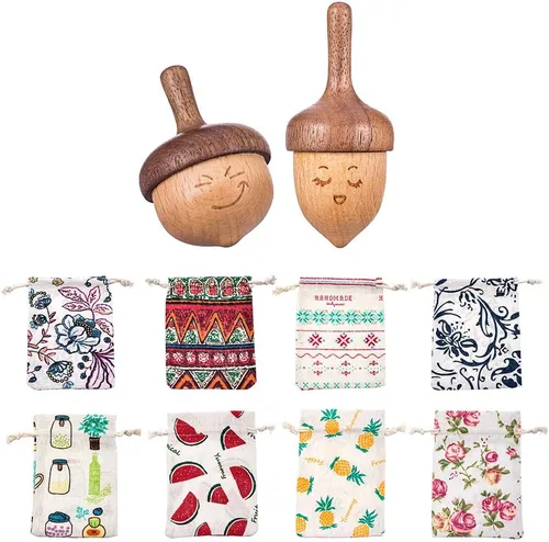 Vista 5 de AhfuLife Top giratorio de madera, parte superior giratoria para siempre con bonita expresión facial, relajación física de madera, regalo hecho a