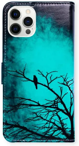 Vista 7 de Bcov Funda para iPhone 14 Pro Max, diseño de pájaro negro y verde con tapa para teléfono, con ranura para tarjetas, soporte para iPhone 14 Pro Max