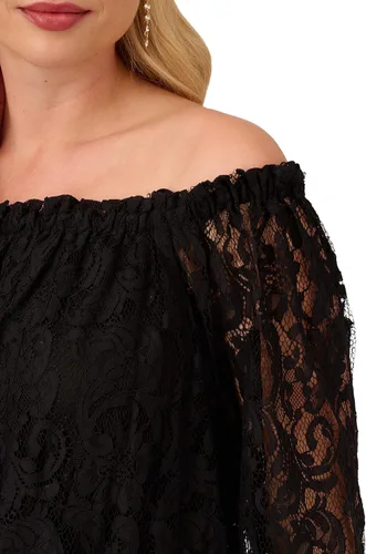 Vista 5 de Adrianna Papell womens Off Shoulder Lace TopCrepe Pant Jumpsuit