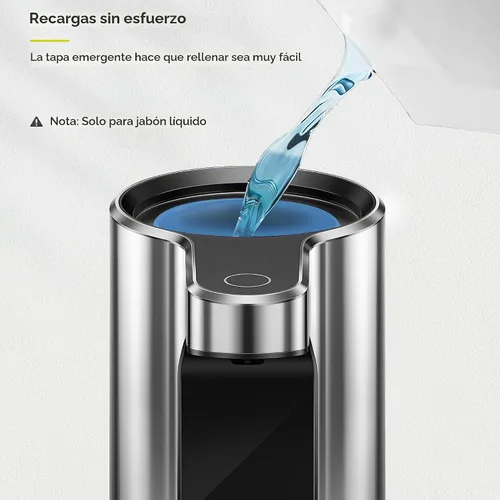 Vista 6 de EKO Aroma - Dispensador automático de jabón líquido de 9 onzas líquidas, recargable y resistente al agua para cocina y baño, con control de volumen