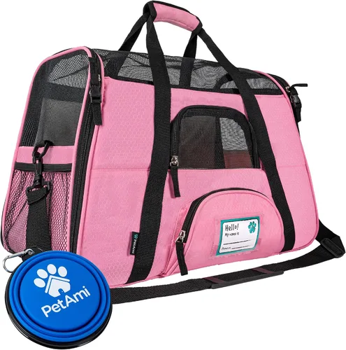 Vista 16 de PetAmi Transportador de mascotas aprobado por aerolíneas para gatos, transportador de perros de lados suaves para perros pequeños, suministros