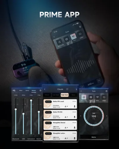 Vista 8 de MOOER Amplificador de auriculares con procesador multiefectos M1, pedales de guitarra bajo con 128 modelos de efectos de guitarra, 21 modelos