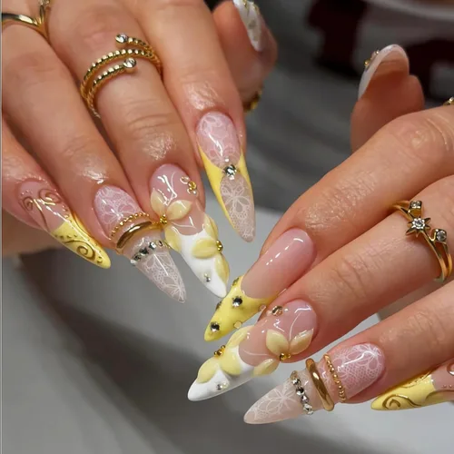 Vista 16 de BABALAL Uñas Postizas Largas de Estilete para Pegar Blancas Uñas Falsas con Punta Francesa Diseño con Pegamento Suministros de Arte 24 Piezas XL