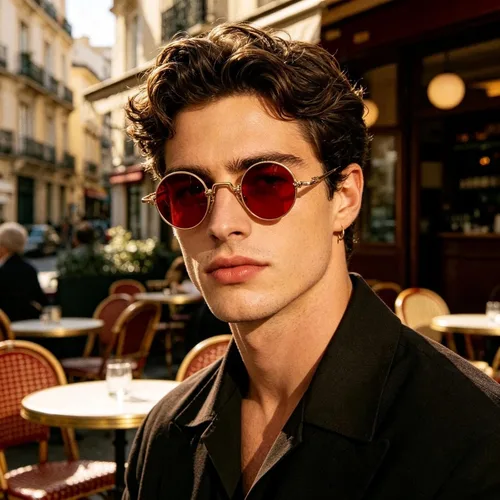 Vista 4 de J&L Glasses Gafas de sol redondas Steampunk estilo círculo Hippie Gafas Marco de metal 8087 Dorado/Rojo