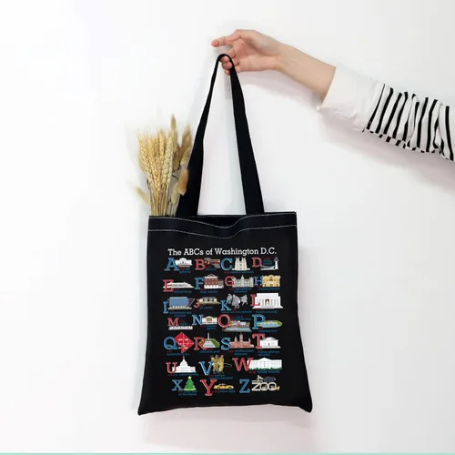 Vista 12 de MNIGIU Washington DC Alphabets Tote Bag Washington DC Souvenir Gift Washington DC Welcome Bag