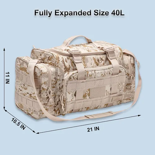 Vista 5 de AB Tactical Series Duffle Bag Gym Travel Senderismo y Trekking Bolsa de deportes Bolsa de caza y pesca, Desert Digi Camuflaje 2, Bolsa de lona