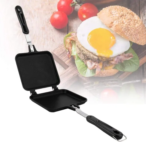 Vista 3 de Sartén de doble cara, sartén de parrilla de doble cara, sartén antiadherente, waflera para tartas, tostadas, sándwich, sartén para aperitivos