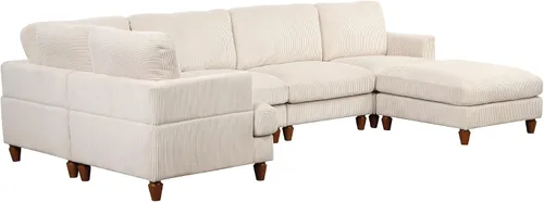 Vista 2 de LUMISOL Sofá modular en forma de U, sofá cama seccional convertible, sofá cama modular en forma de L con otomana móvil para sala de estar, oficina