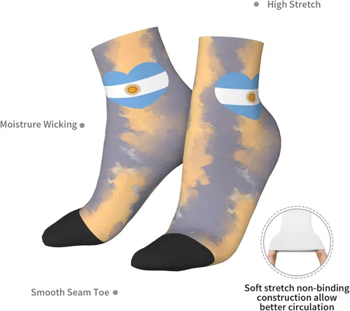 Vista 7 de Love Argentina Flag Argentinean Heart Ankle Socks Winter Low Cut Sports Warm Comfort Breathable Casual Socks For Mens And Womens