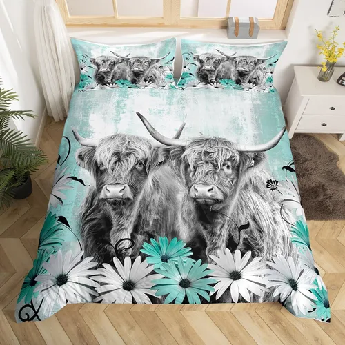 Vista 43 de Funda de edredón de oso de caza, tamaño individual, juego de ropa de cama rústica de animales del bosque para niños y niñas, funda de edredón a Oso