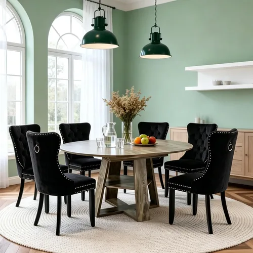 Vista 35 de Juego de 4 mesas de comedor redondas de 5 piezas para 4, 43.3 a 59 pulgadas, extensibles, redondas a ovaladas, juego de 4, mesas de comedor de Mesa
