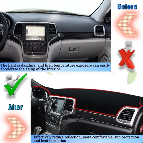 Vista 4 de Cubierta para Tablero Cubierta para Salpicadero Tapete Almohadilla Alfombra Personalizada para Jeep Grand Cherokee 2011-2021 Accesorios