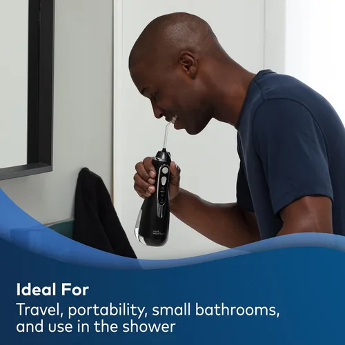 Vista 3 de Waterpik Irrigador dental avanzado inalámbrico para dientes, encías, aparatos ortopédicos, cuidado dental con bolsa de viaje y irrigador dental