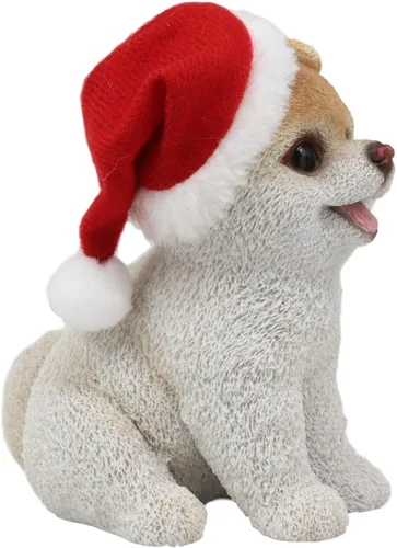 Vista 4 de Ebros Christmas Santa Boo - Estatua de perro de Pomerania más linda del mundo para mascotas, amigos de mascotas, perros coleccionables, figura