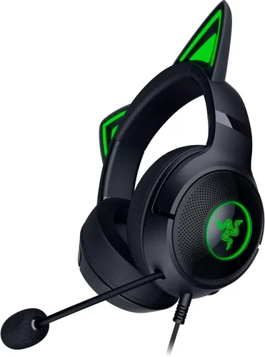 Vista 3 de Auriculares Razer Kraken Kitty V2 USB con cable RGB: Orejas de Kitty Chroma - Iluminación reactiva para transmisión - Micrófono cardioide HyperClear
