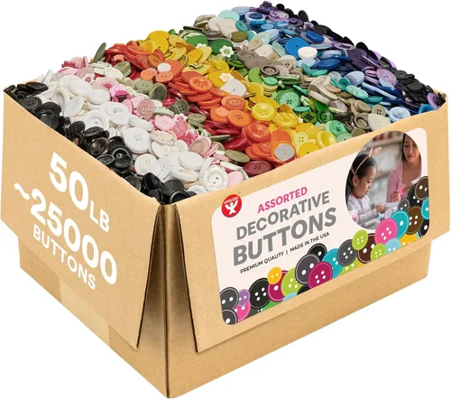 Vista 8 de 500 botones surtidos (aproximadamente) para manualidades – Contenedor a granel de 1 libra – Botones pequeños y grandes para coser, camisas, ropa