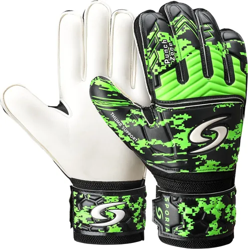 Vista 8 de Sporia Guantes de portero para adultos y jóvenes, guantes de portero de fútbol transpirables con protector de 5 dedos y fuerte soporte de muñeca